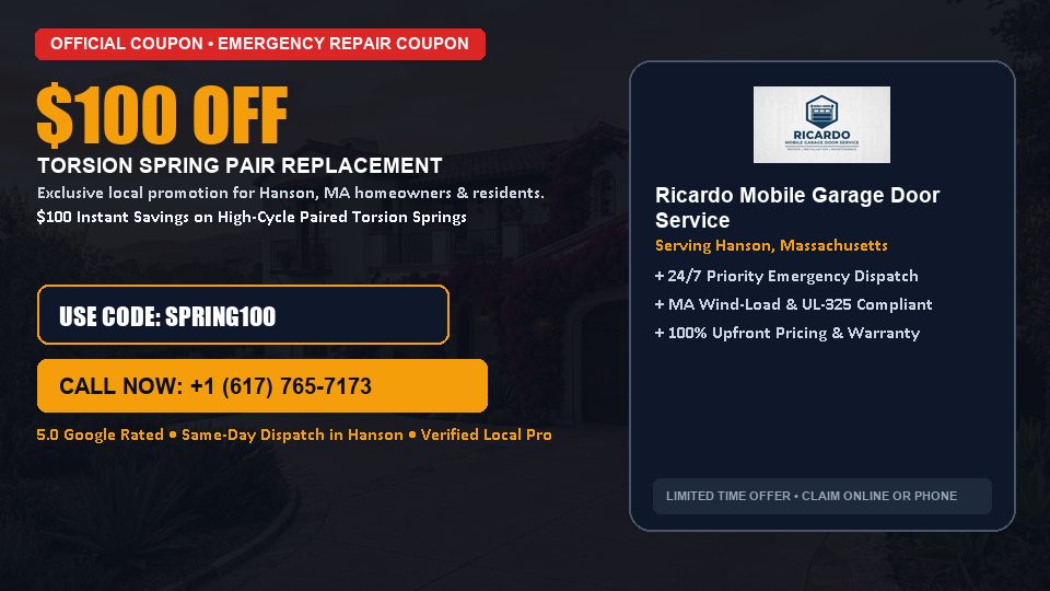 Ricardo Mobile Garage Door Service $100 OFF Dual Torsion Spring Replacement